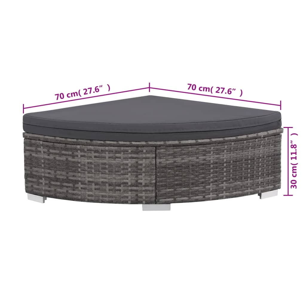 6-Tlg. Garten-Lounge-Set Mit Kissen Poly Rattan Grau