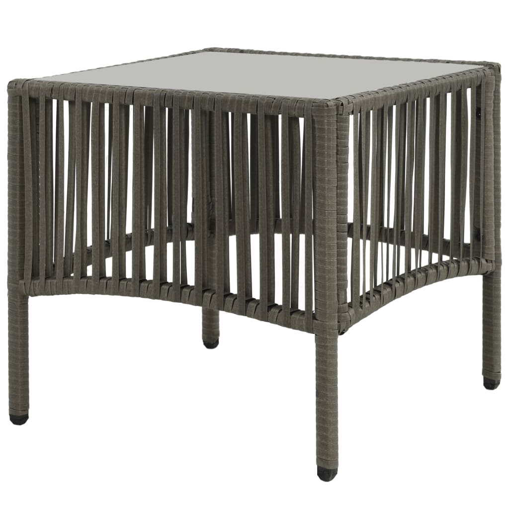 Sonnenliegen 2 Stk. Mit Tisch Poly Rattan Grau