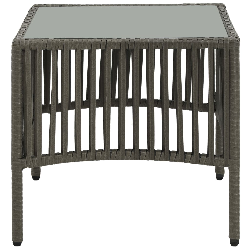 Sonnenliegen 2 Stk. Mit Tisch Poly Rattan Grau