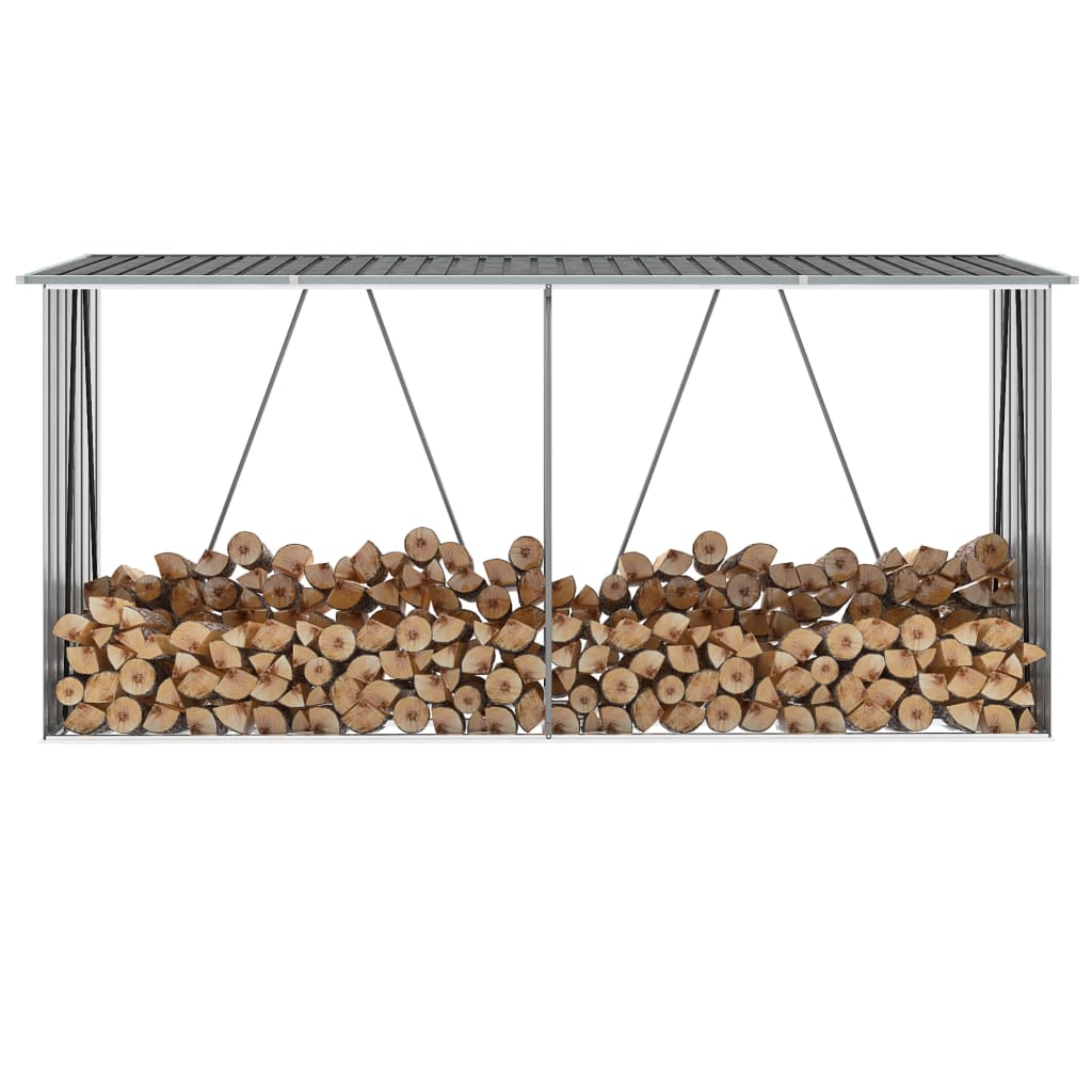Brennholzlager Aus Verzinktem Stahl 330X84X152 Cm