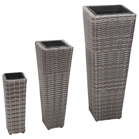 Garten-Hochbeet 3-Tlg. Poly Rattan