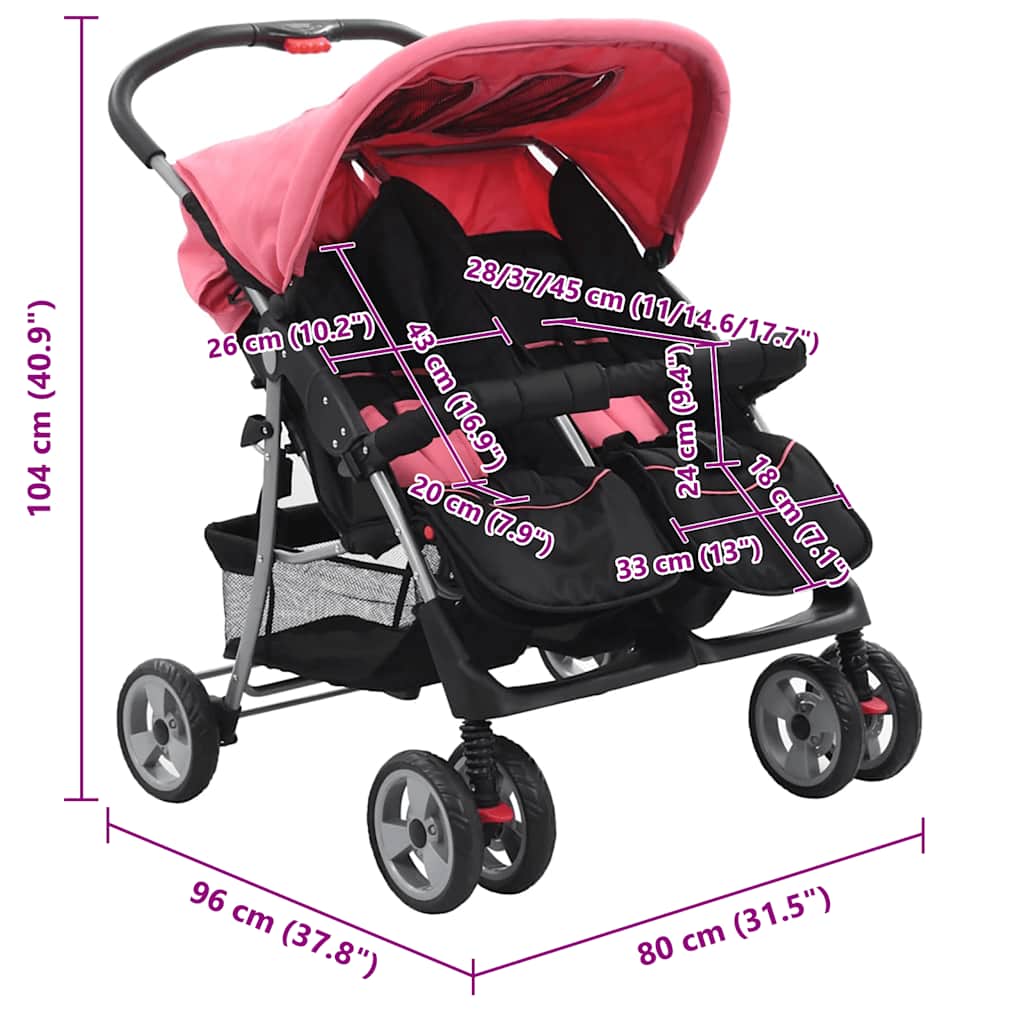 Zwillingskinderwagen Und Schwarz Stahl