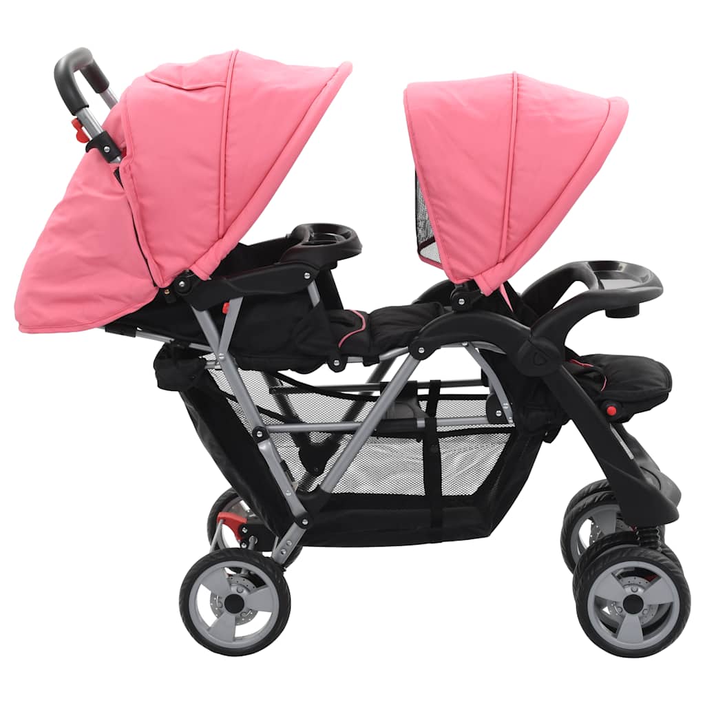 Tandem-Kinderwagen Stahl Und Schwarz