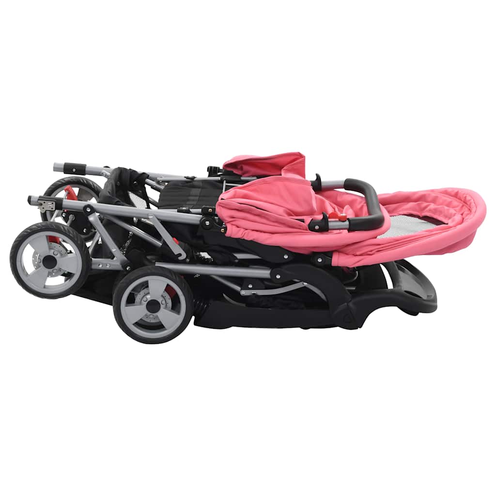 Tandem-Kinderwagen Stahl Und Schwarz