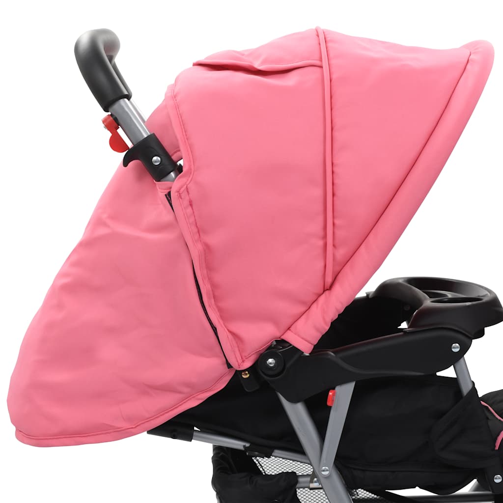 Tandem-Kinderwagen Stahl Und Schwarz