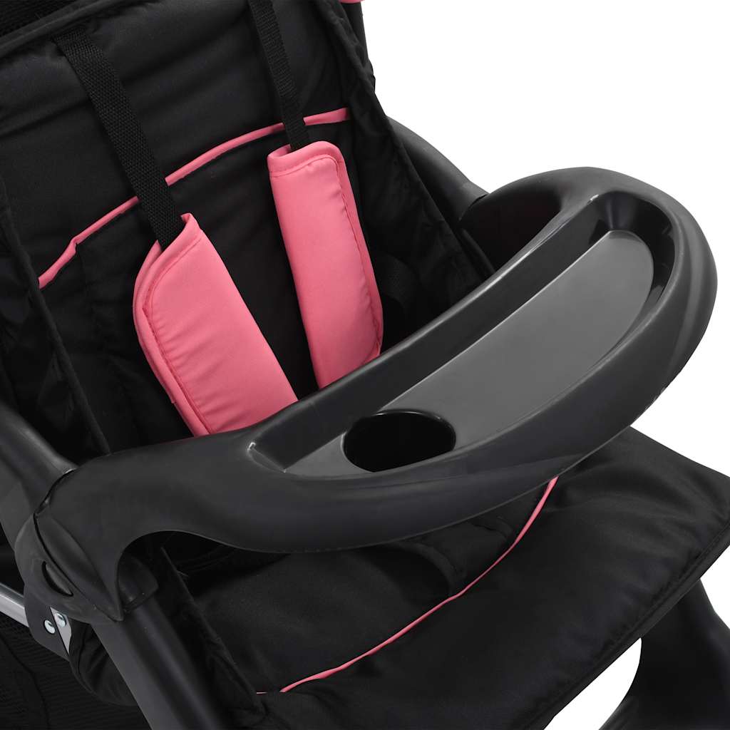 Tandem-Kinderwagen Stahl Und Schwarz
