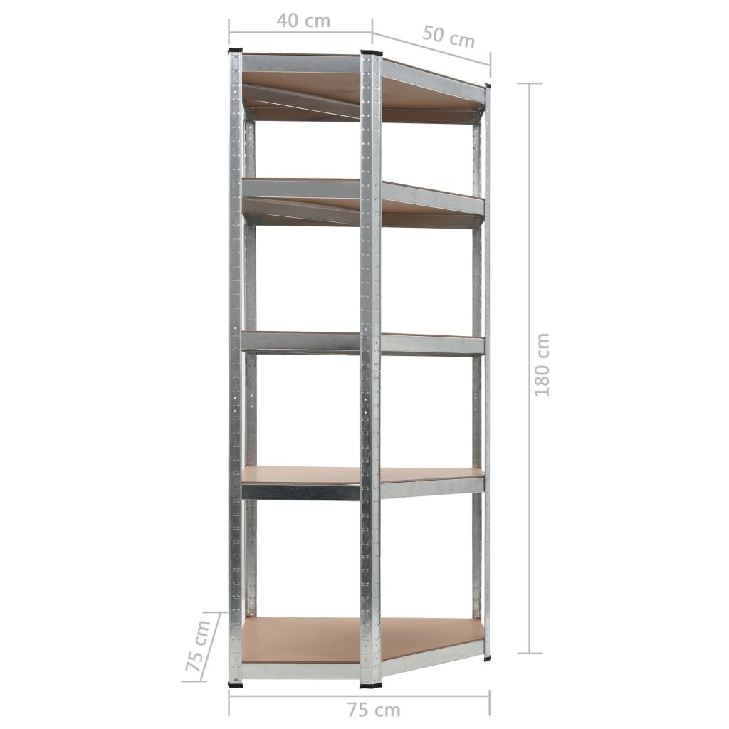 Eckregal Mit 5 Böden N Stahl & Holzwerkstoff