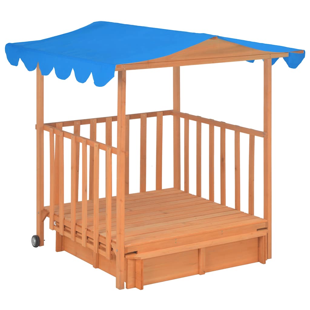 Kinderspielhaus Mit Sandkasten Tannenholz Blau Uv50