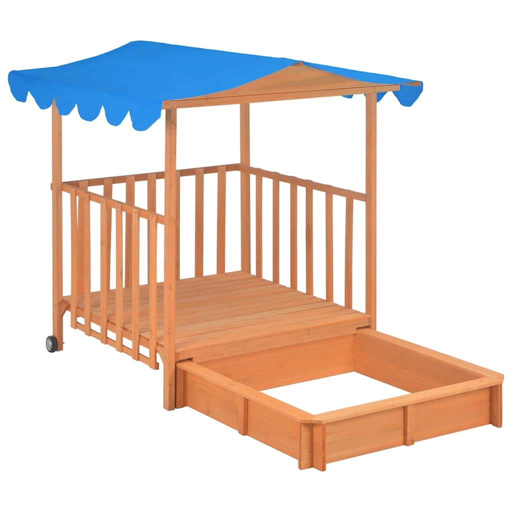 Kinderspielhaus Mit Sandkasten Tannenholz Blau Uv50