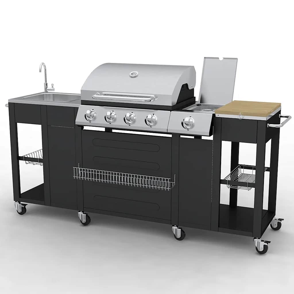 Gasgrill Mit 4+1 Flammen Schwarz