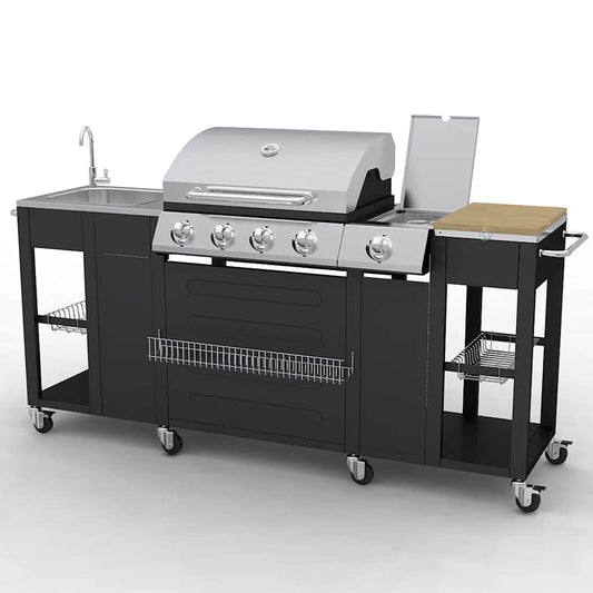 Gasgrill Mit 4+1 Flammen Schwarz