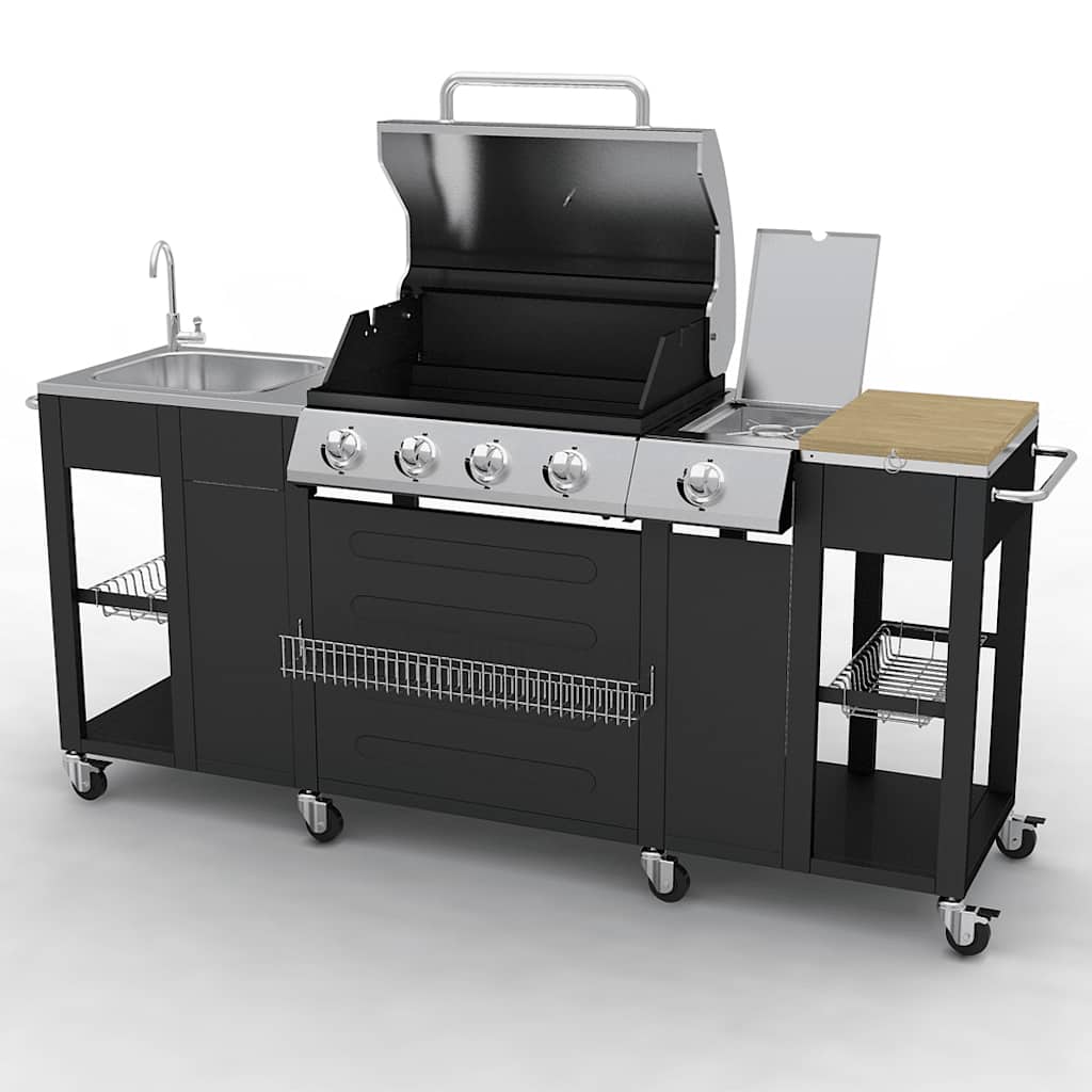 Gasgrill Mit 4+1 Flammen Schwarz