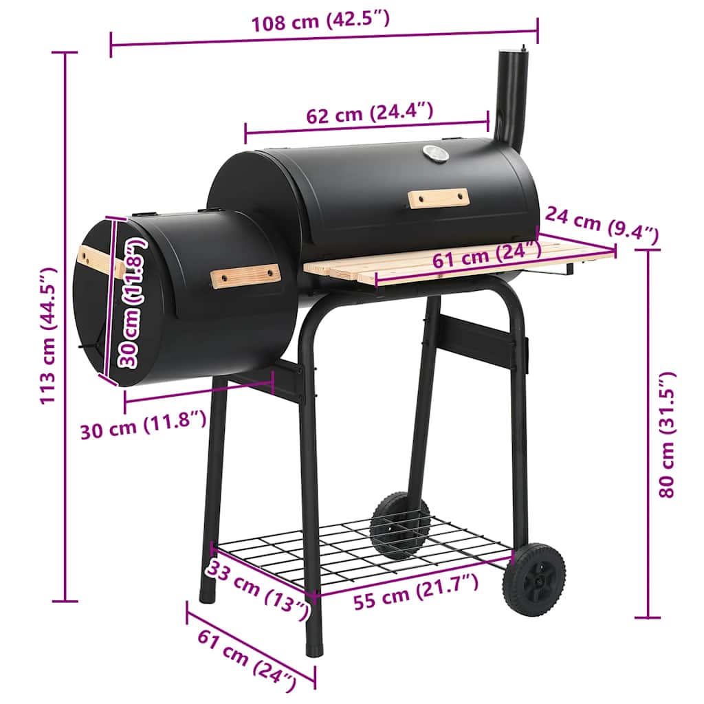 Klassischer Holzkohlegrill Barbecue Smoker Braune Eiche