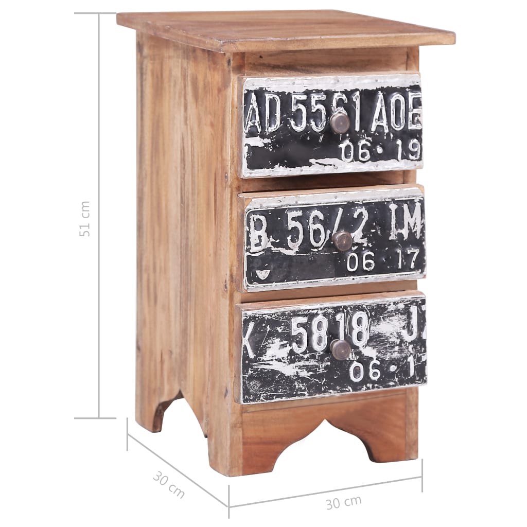 Nachttisch 30X30X51 Cm Altholz Massiv