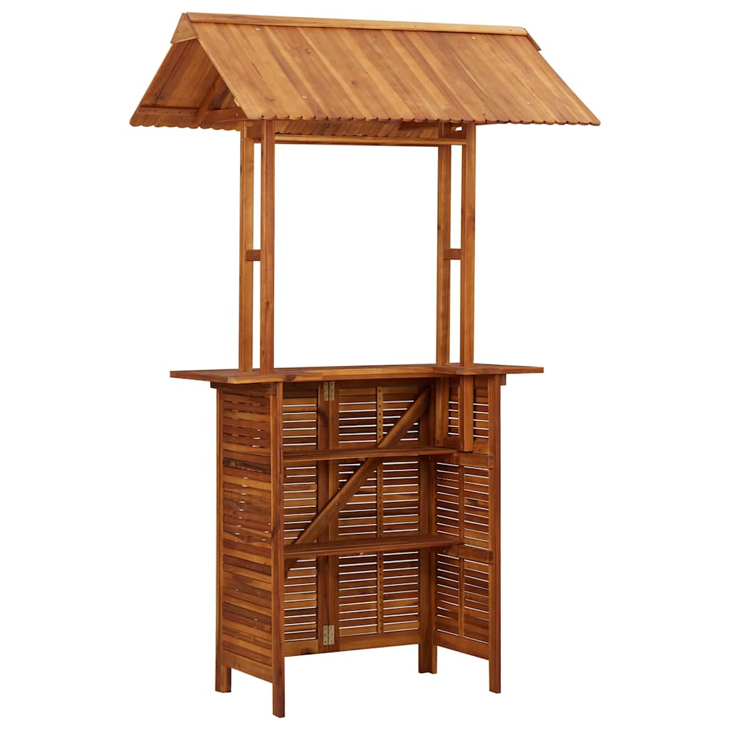 Outdoor-Bartisch Mit Dach 113X106X217 Cm Akazie Massivholz
