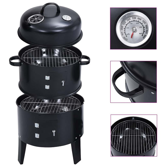 3-In-1 Holzkohlegrill Räucherofen 40×80 Cm Räuchereiche