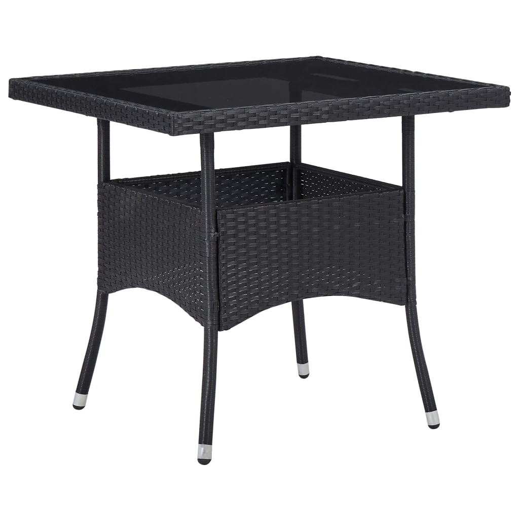 Garten-Esstisch Poly Rattan Und Glas