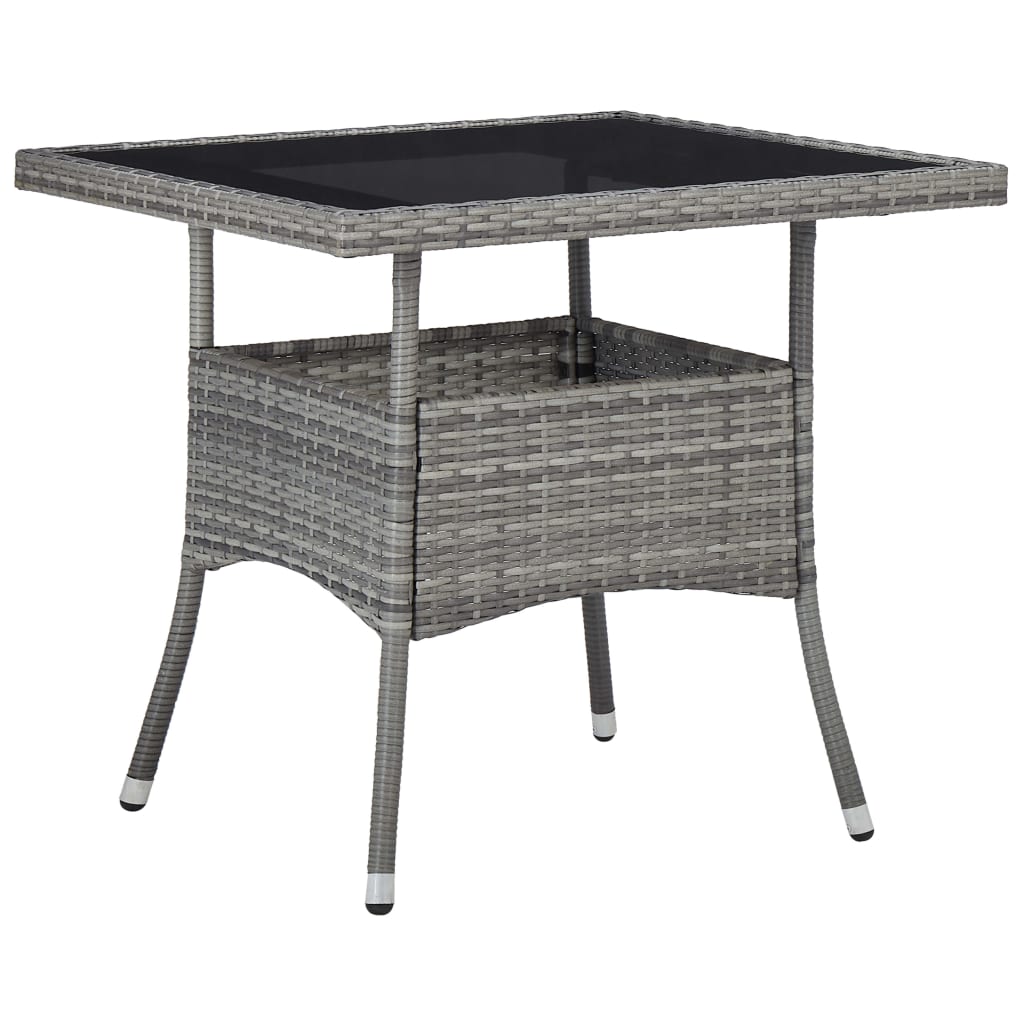 Garten-Esstisch Poly Rattan Und Glas