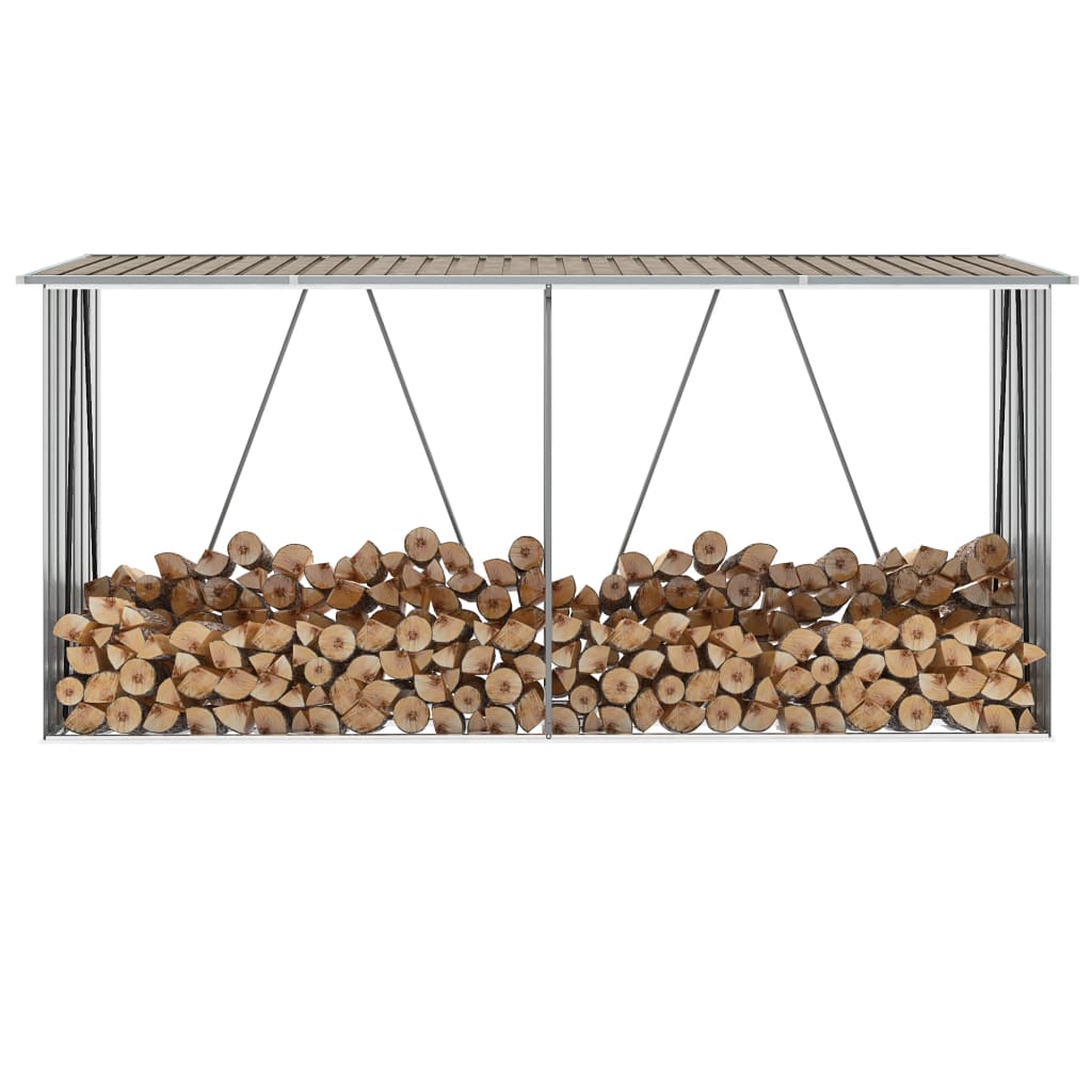 Brennholzlager Aus Verzinktem Stahl 330X84X152 Cm