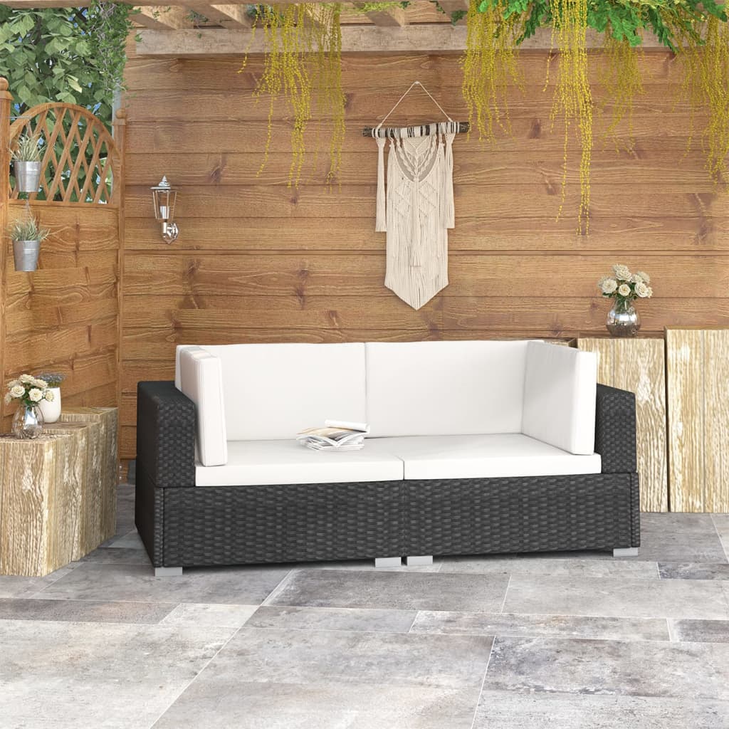 Ecksofas 2 Stk. Mit Auflagen Poly Rattan