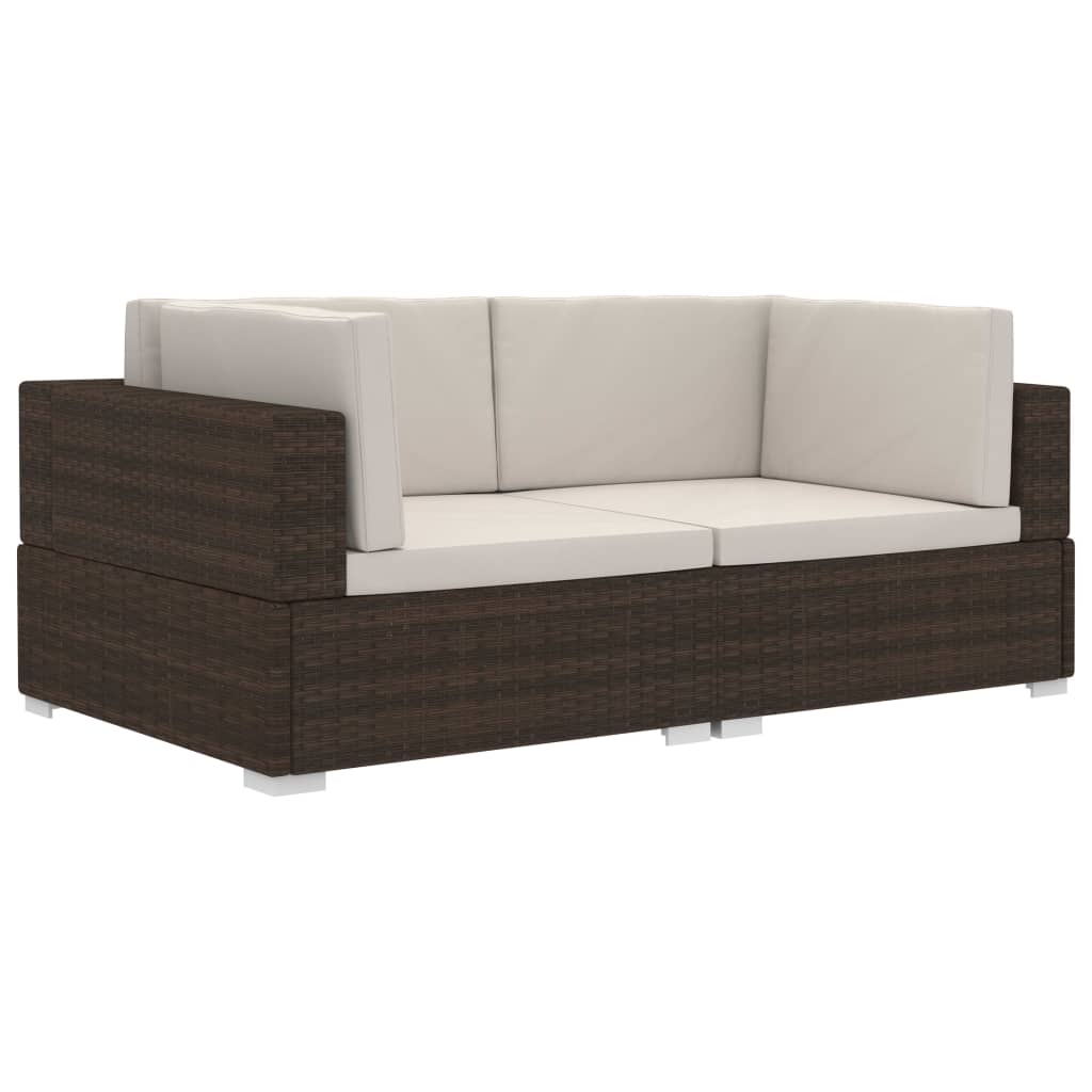 Ecksofas 2 Stk. Mit Auflagen Poly Rattan