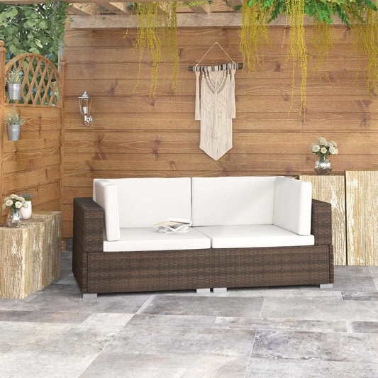 Ecksofas 2 Stk. Mit Auflagen Poly Rattan