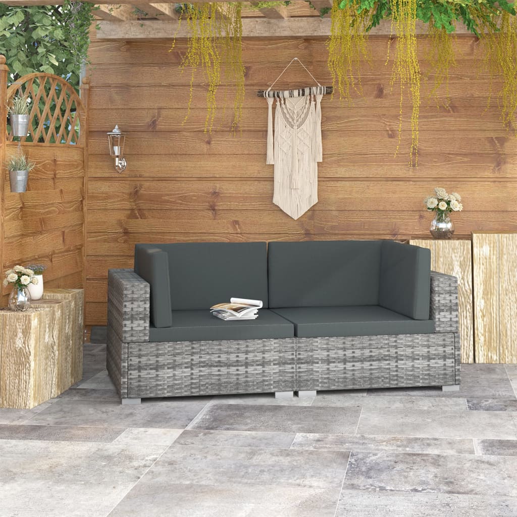 Ecksofas 2 Stk. Mit Auflagen Poly Rattan