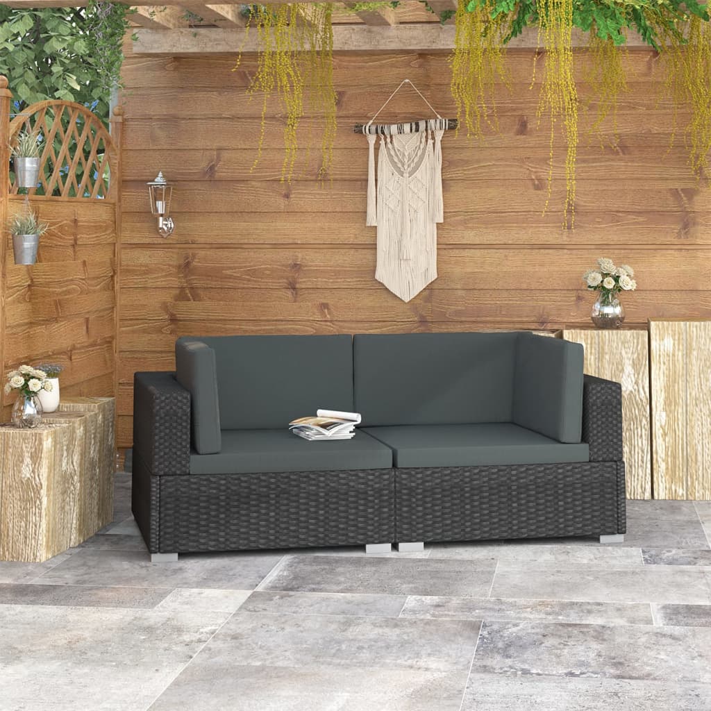 Ecksofas 2 Stk. Mit Auflagen Poly Rattan