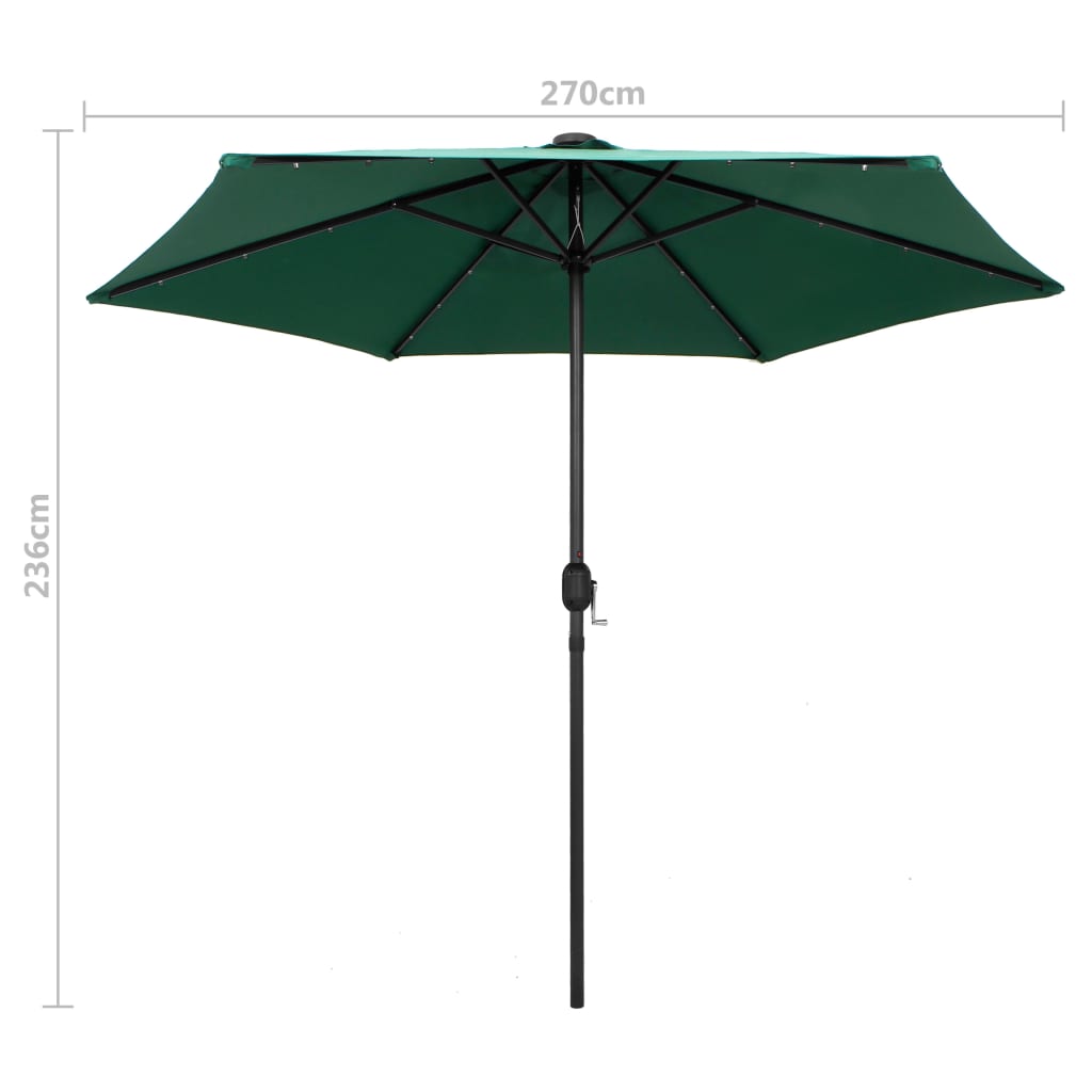 Sonnenschirm Mit Led-Beleuchtung Und Alu-Mast 270 Cm