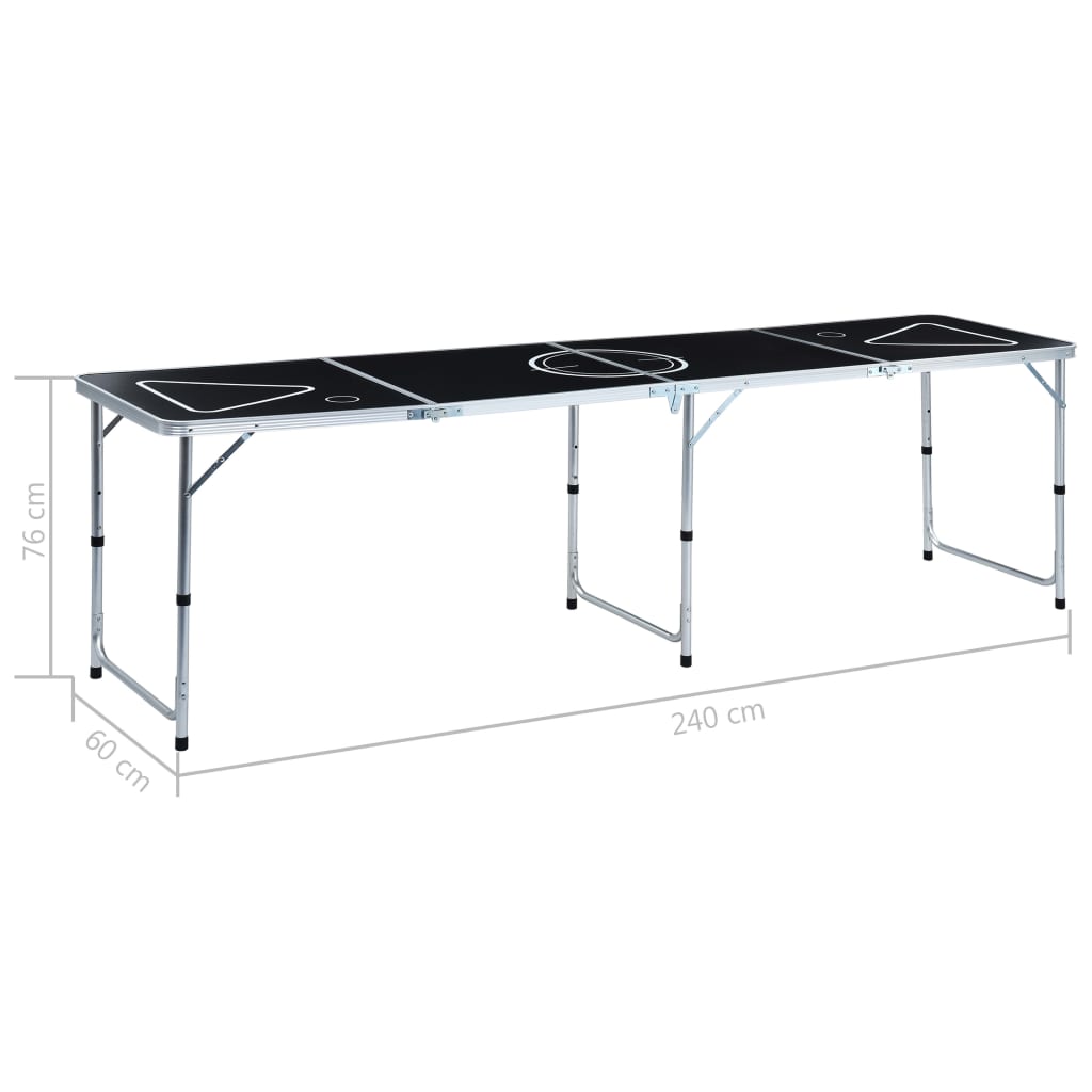 Klappbarer Bier-Pong-Tisch 240 Cm Schwarz