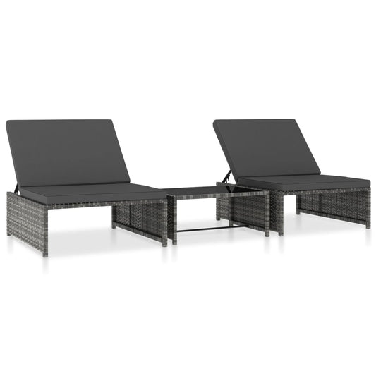 Outdoor-Lehnstühle 2 Stk. Mit Tisch Poly Rattan