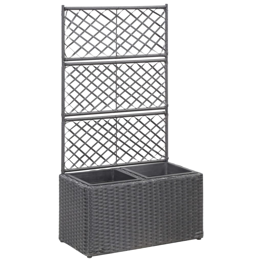 Hochbeet Mit Rankgitter 3 Töpfe 83×30×130Cm Poly Rattan