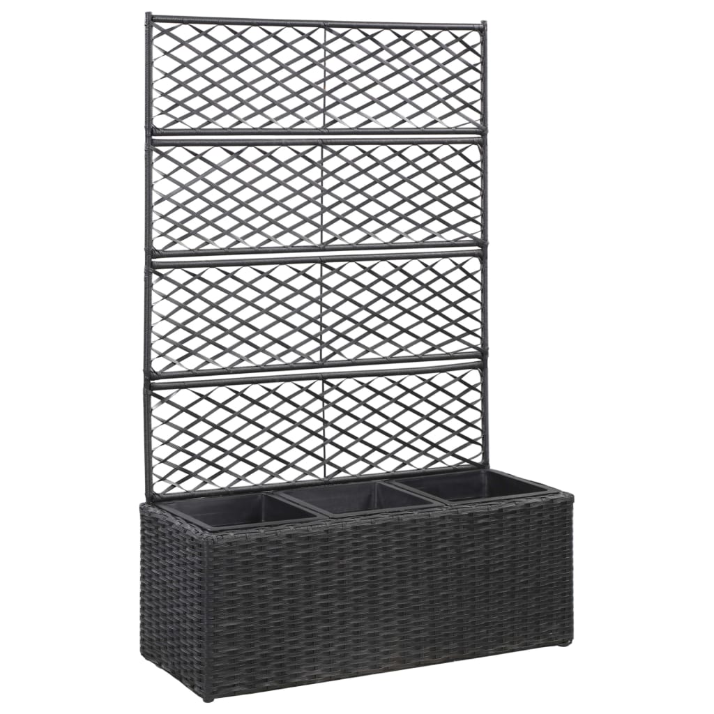 Hochbeet Mit Rankgitter 3 Töpfe 83×30×130Cm Poly Rattan