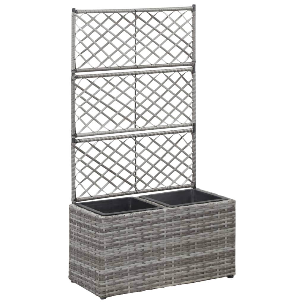 Hochbeet Mit Rankgitter 3 Töpfe 83×30×130Cm Poly Rattan