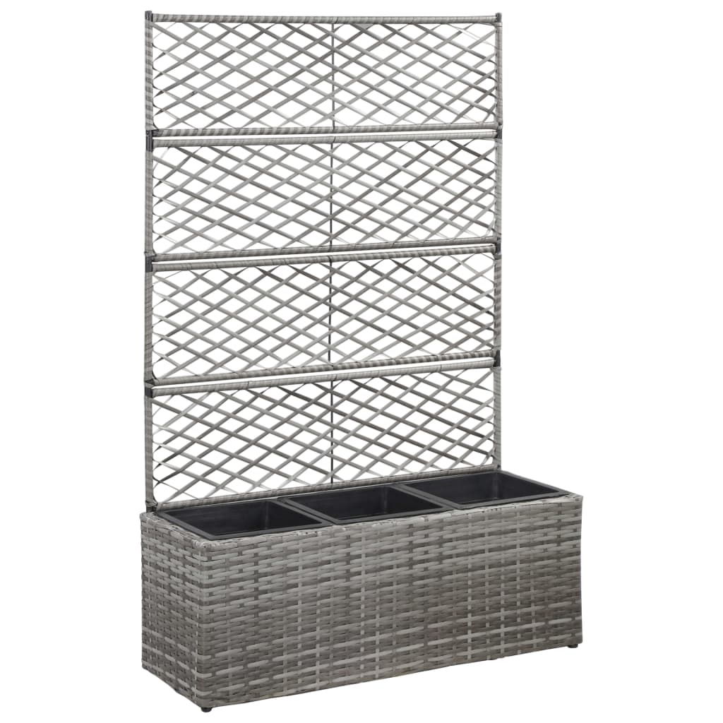 Hochbeet Mit Rankgitter 3 Töpfe 83×30×130Cm Poly Rattan