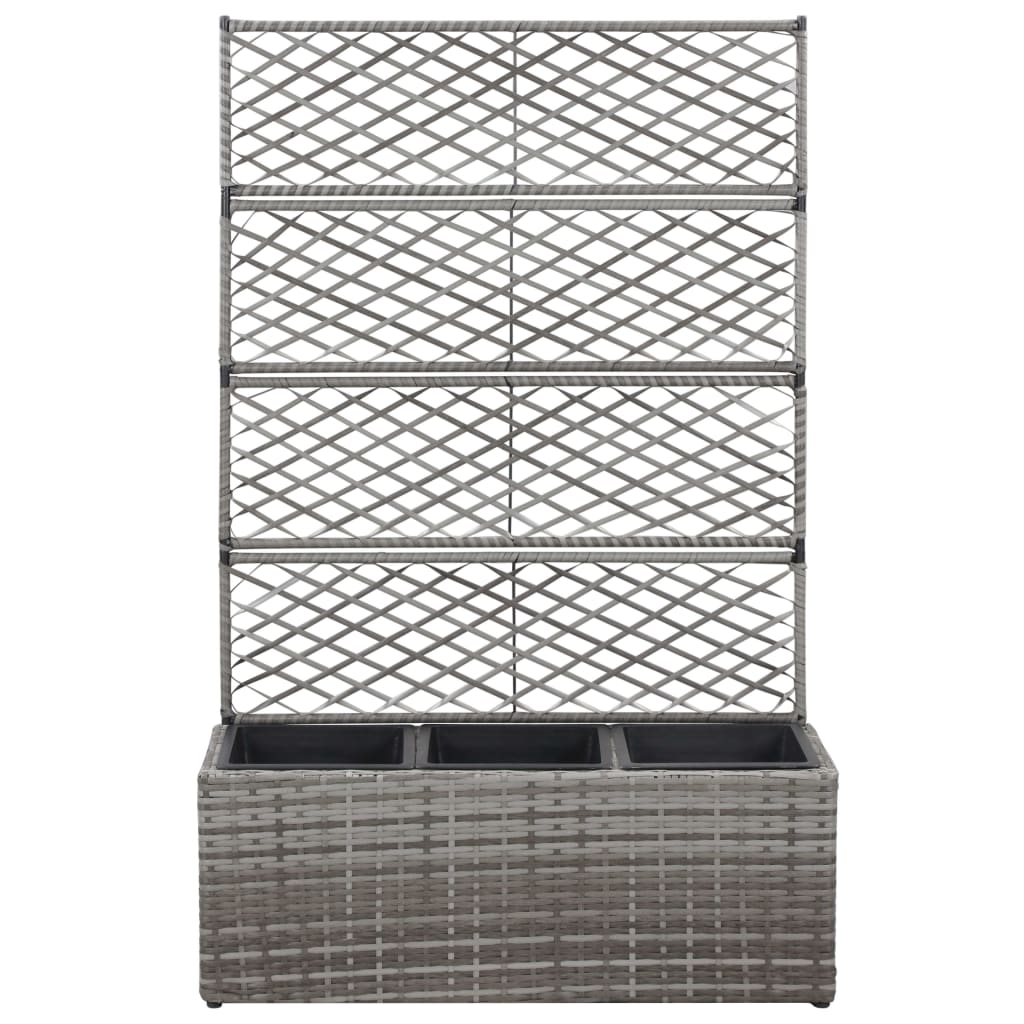 Hochbeet Mit Rankgitter 3 Töpfe 83×30×130Cm Poly Rattan