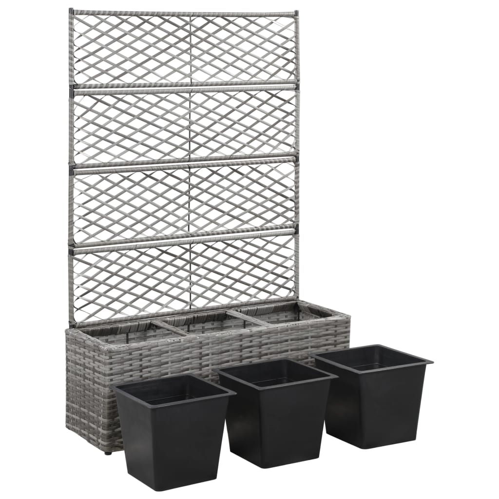 Hochbeet Mit Rankgitter 3 Töpfe 83×30×130Cm Poly Rattan