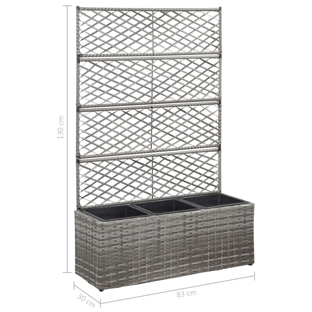 Hochbeet Mit Rankgitter 3 Töpfe 83×30×130Cm Poly Rattan