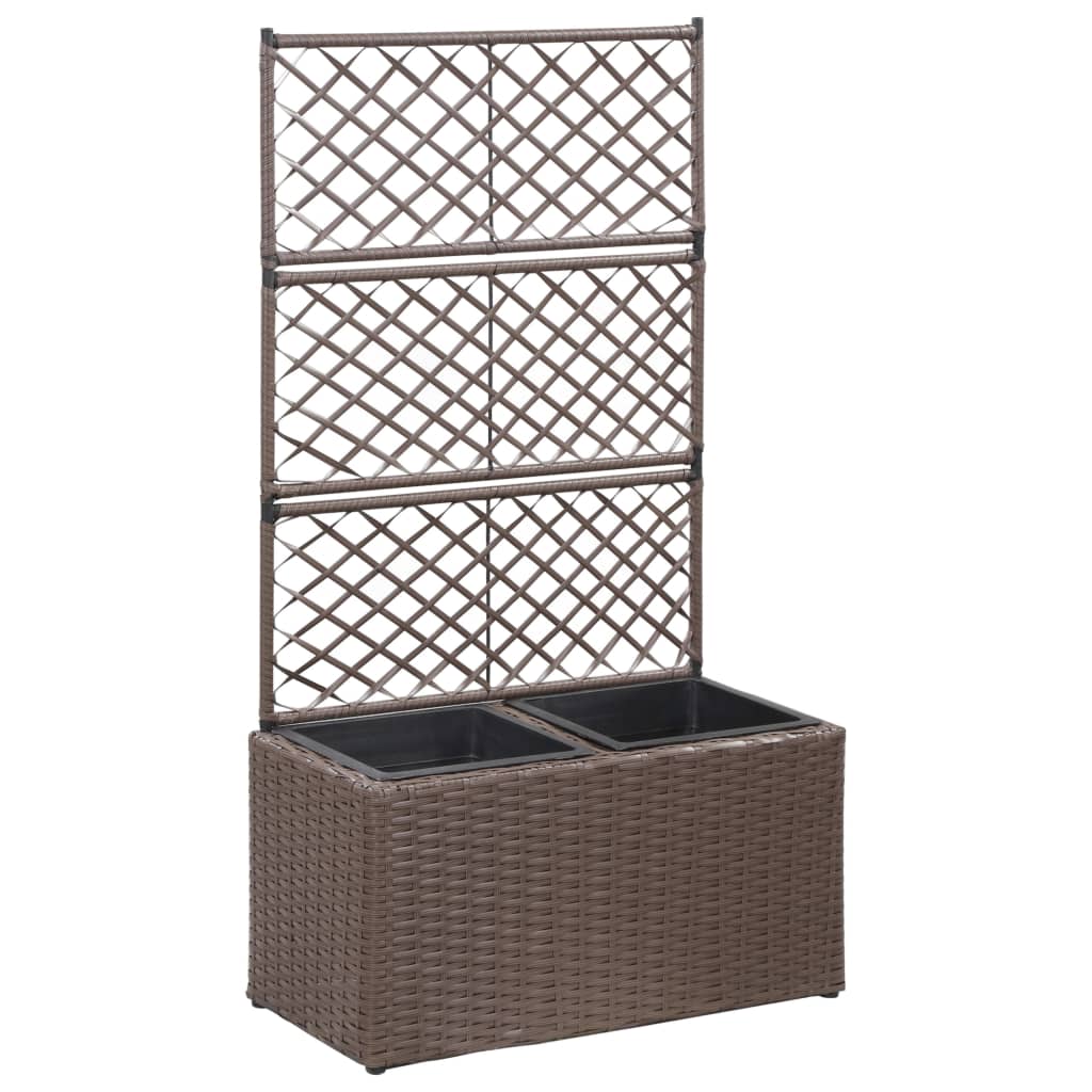 Hochbeet Mit Rankgitter 3 Töpfe 83×30×130Cm Poly Rattan