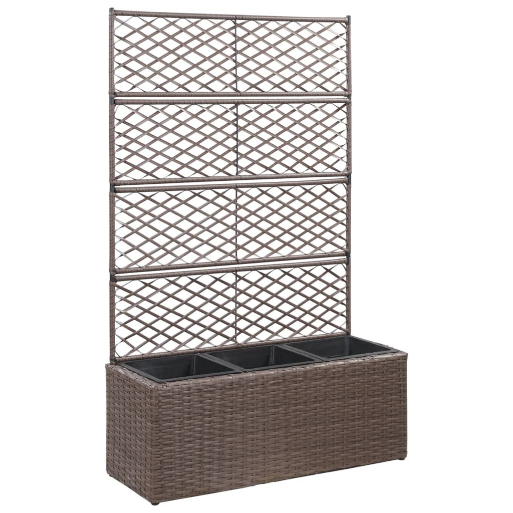 Hochbeet Mit Rankgitter 3 Töpfe 83×30×130Cm Poly Rattan