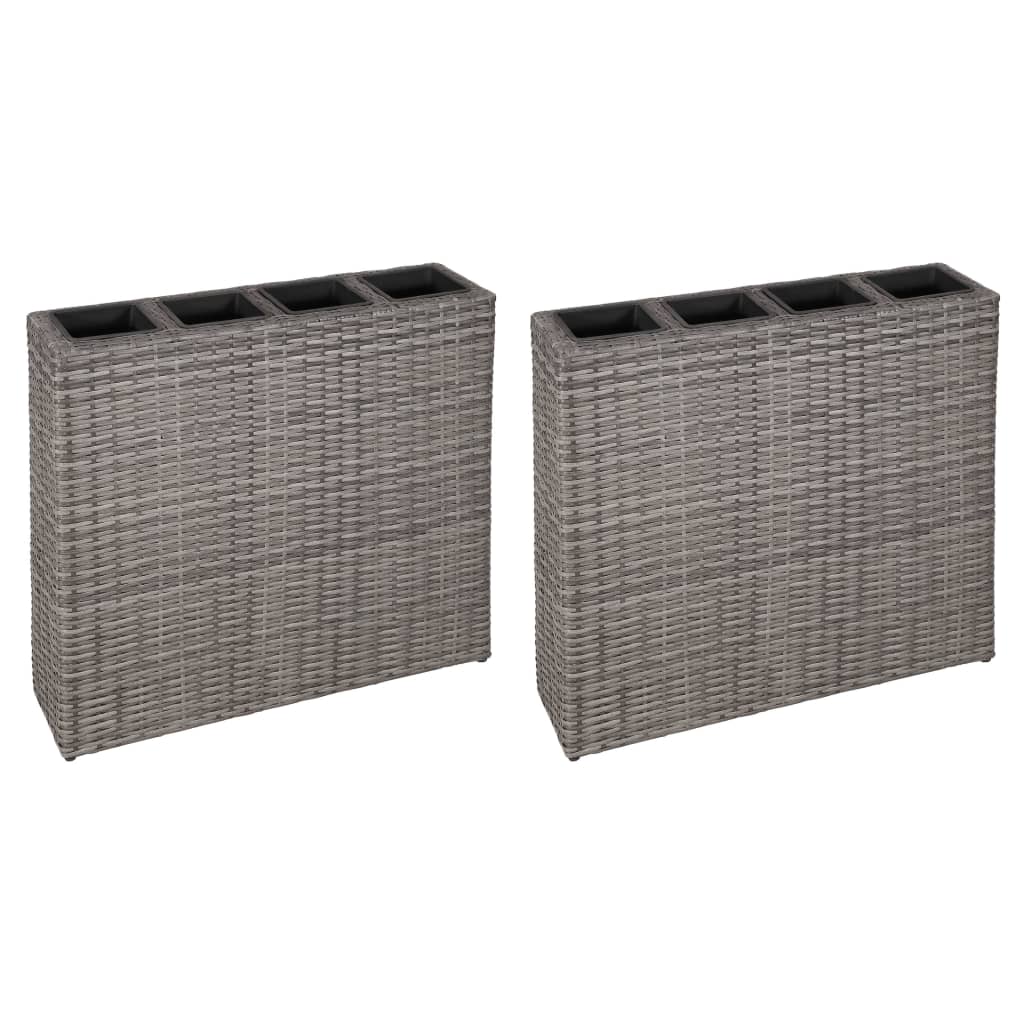Garten-Hochbeet Mit 4 Töpfen 2 Stk. Poly Rattan