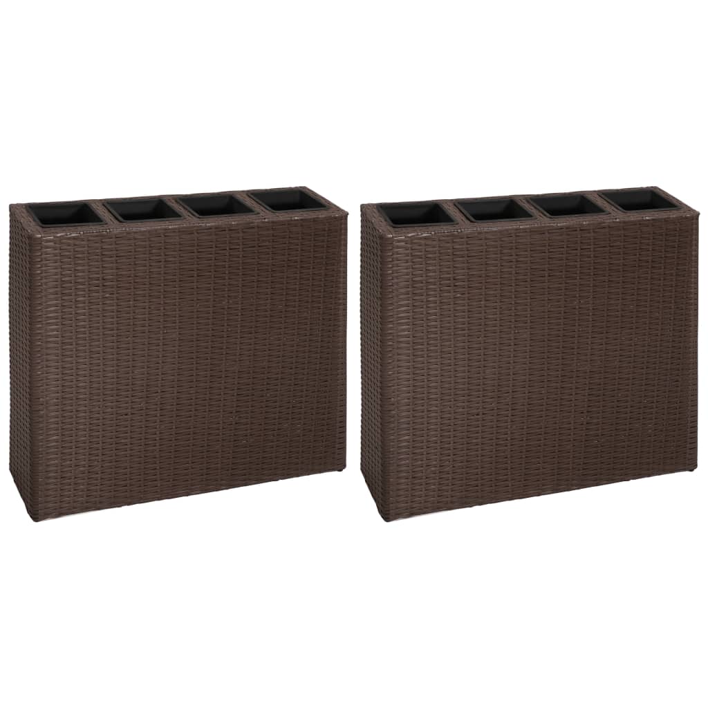 Garten-Hochbeet Mit 4 Töpfen 2 Stk. Poly Rattan