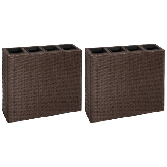 Garten-Hochbeet Mit 4 Töpfen 2 Stk. Poly Rattan