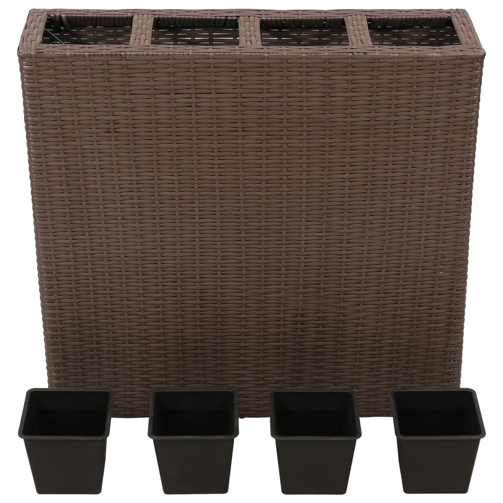 Garten-Hochbeet Mit 4 Töpfen 2 Stk. Poly Rattan