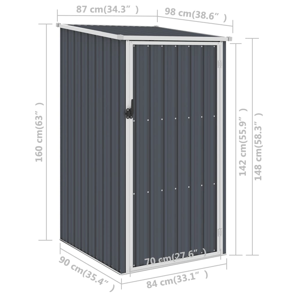 Gerätehaus 87X98X159 Cm Verzinkter Stahl