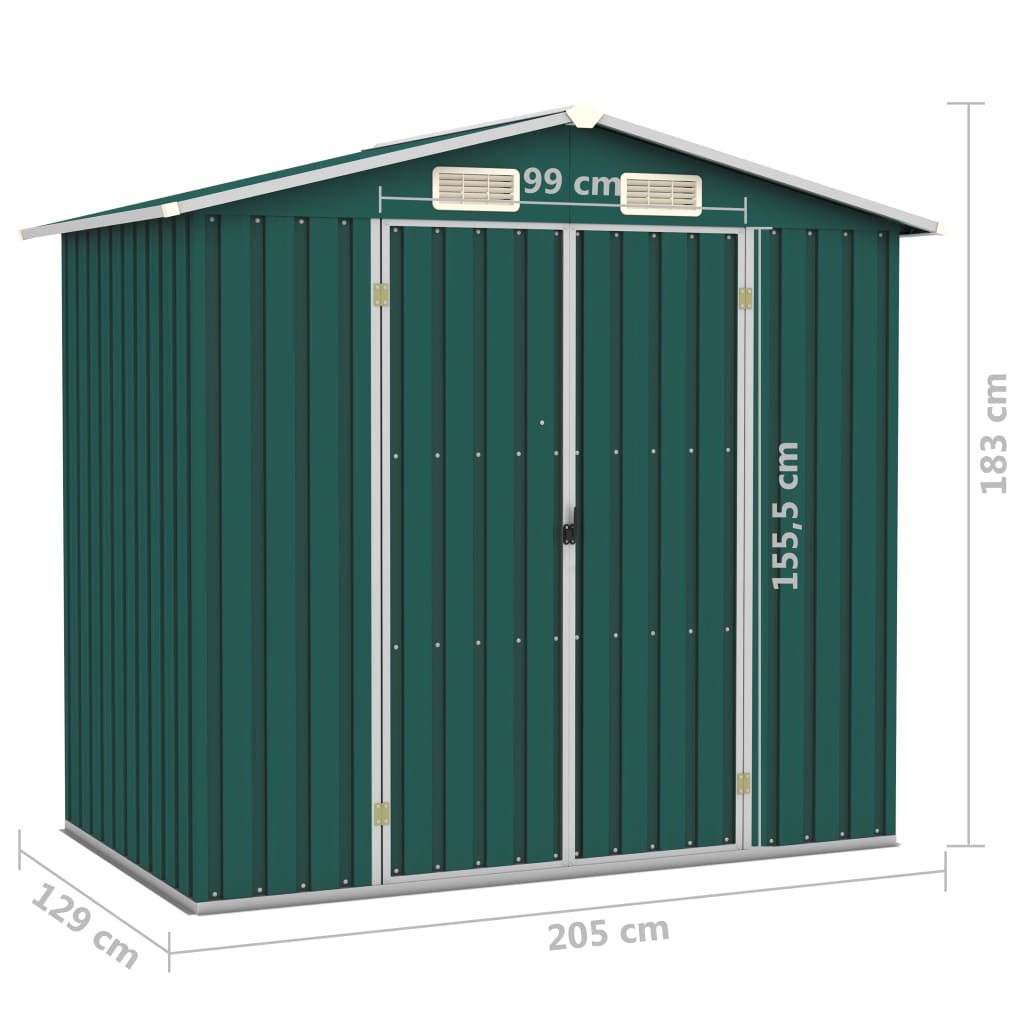 Gerätehaus 205X129X183 Cm Verzinkter Stahl