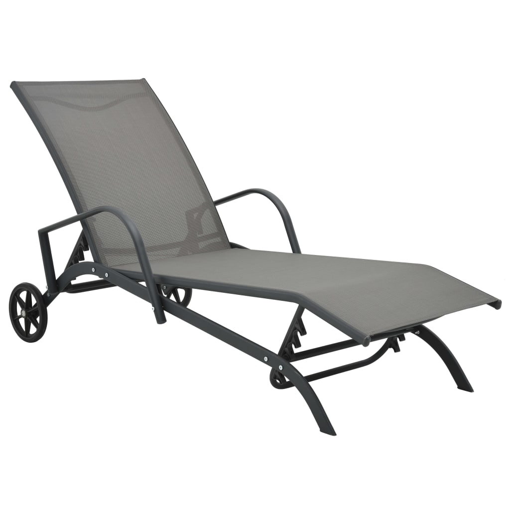 Sonnenliegen 2 Stk. Mit Tisch Textilene Und Stahl