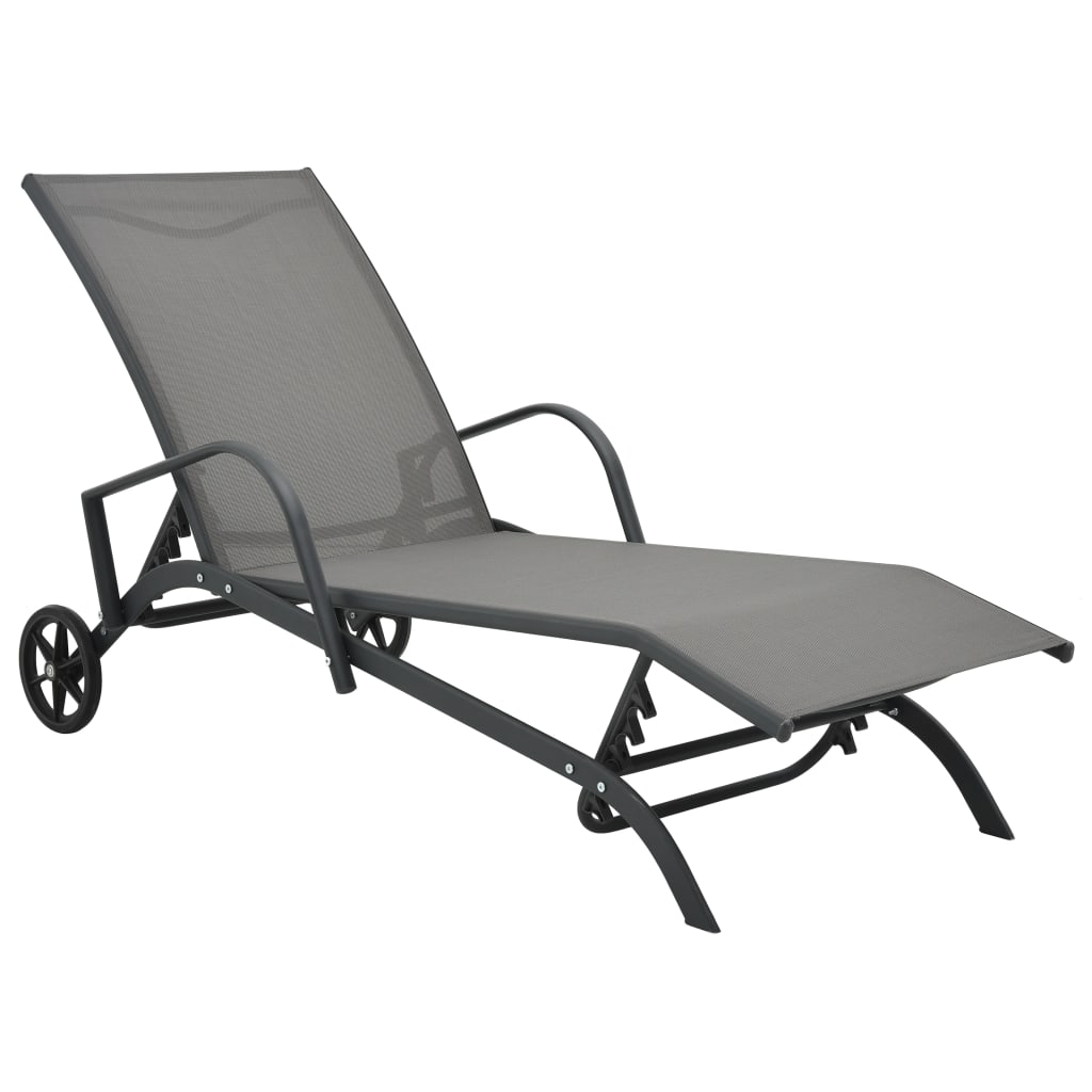 Sonnenliegen 2 Stk. Mit Tisch Textilene Und Stahl