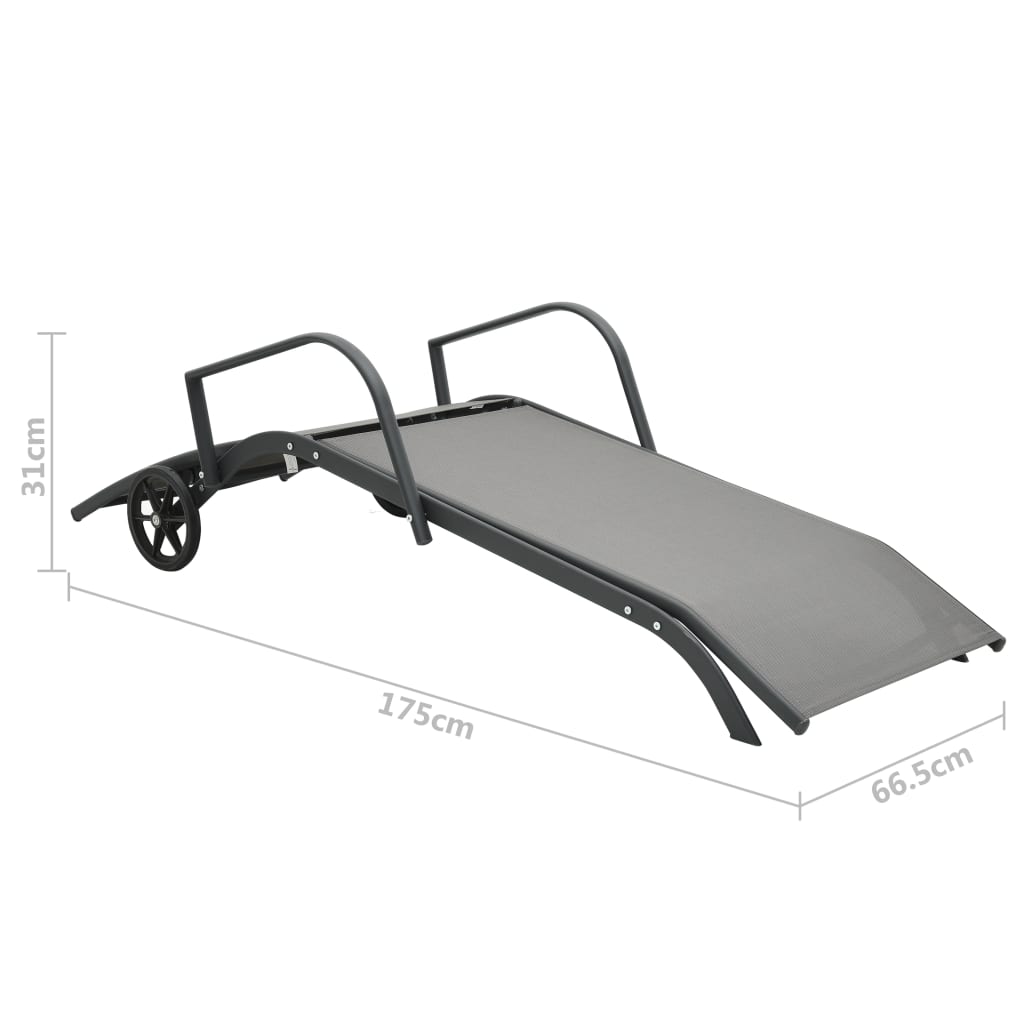 Sonnenliegen 2 Stk. Mit Tisch Textilene Und Stahl