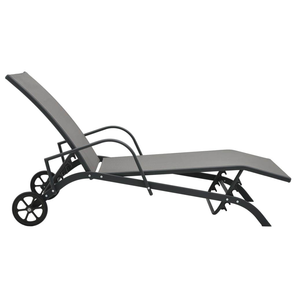 Sonnenliegen 2 Stk. Mit Tisch Textilene Und Stahl